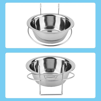 Hypeety Stainless Steel Food Water Cup with Bolt Hooks for Pet Bird Crates Cages Coop Dog Cat Parrot Bird Rabbit Pet (Large,16.5cm)