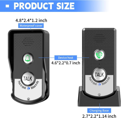 2 Way Wireless Doorbell Intercom Indoor Outdoor, 3280ft Long Range Door Intercoms System for Home with Waterproof Cover Rechargeable Battery 38 Ringtones 3 Adjustable Volume （3 Pack）