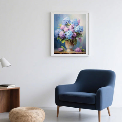 FUKVHIL Paint by Numbers for Adults Blooming Hydrangea Flower Pot DIY Digital Painting Gifts Kits Pre-Printed Canvas Art Home Decoration 16x20inch