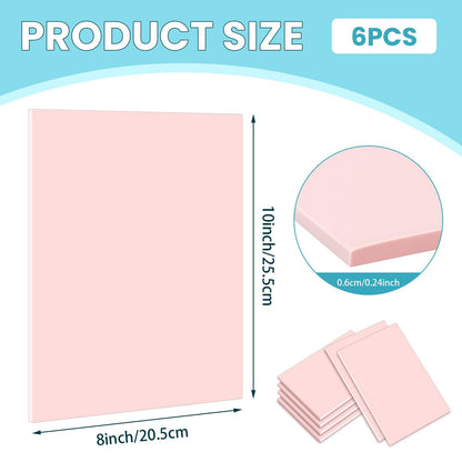 6 Pack 8''x10'' Pink Rubber Stamp Carving Blocks Soft Carving Blocks for DIY Stamp Making, Printmaking, Art Projects Craft Supplies for Beginners & Professionals