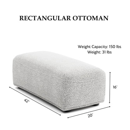 Furniture of America Tatiana Modern Boucle Modular Rectangular Ottoman for Living Room, Office, Free-Combined, FSC & Oeko TEX Certified, Light Gray