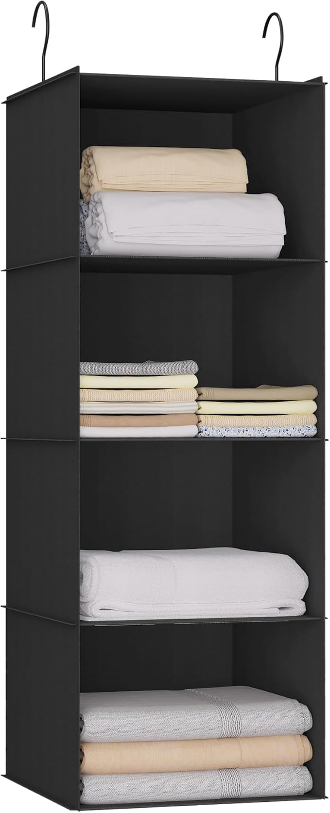 Hanging Closet Organizer, Easy Mount Foldable 4-Shelf Hanging Closet Wardrobe