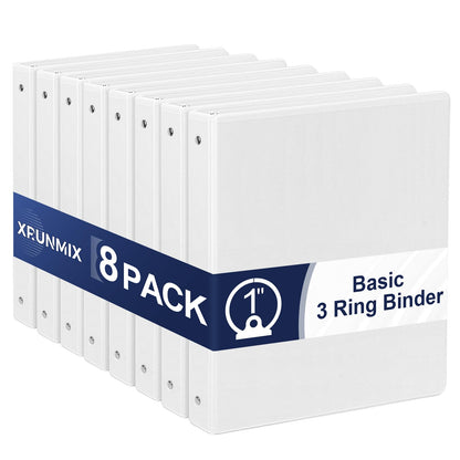 1-Inch 3-Ring-Binder with Pockets, 1'' Basic Binders 1-inch View Round Binders Holds 200 Sheets US Letter Size 8.5'' x 11'' - Bundle Packs Perfect for Home, Office, and School (1-inch)