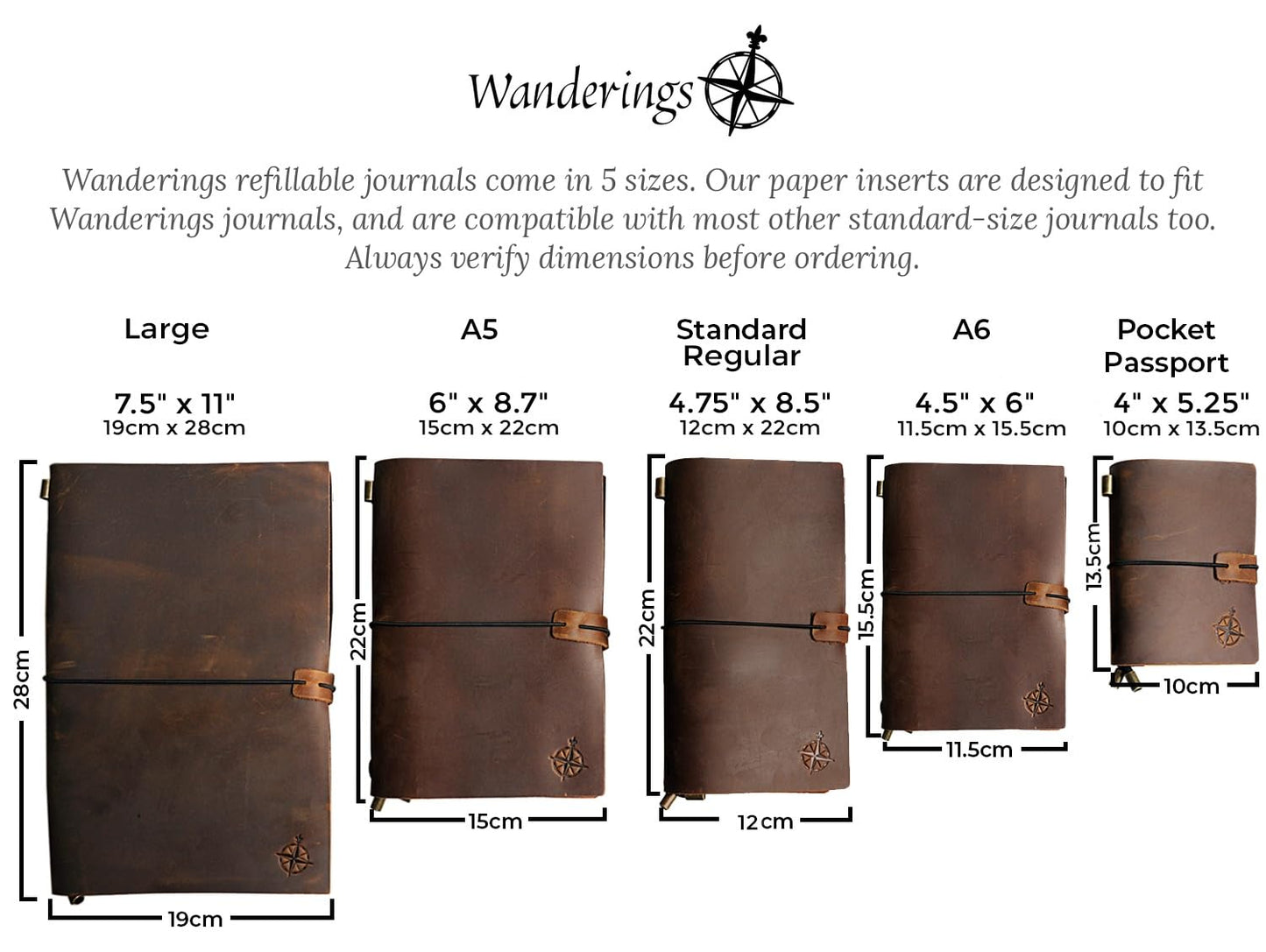 WANDERINGS A5 Dotted Grid Travelers Notebook Insert / A5 Journal Refill | 5.5" x 8.3" / 14cm x 21cm | 3 Booklets, 240 Pages | Travelers Notebook Refills for Journals, Diaries, Planners