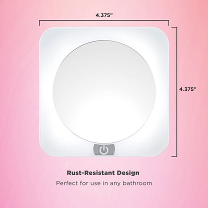 Conair Lighted Makeup Mirror, LED Vanity Mirror, 12X Magnifying Mirror, Compact Travel Mirror with Suction Cup, Battery Operated in White