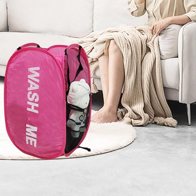 Pack of 2 Mesh Pop Up Hampers Collapsible Laundry Baskets
