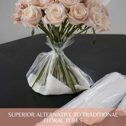 BBJ Wraps Clear Plastic Florist Supplies Water Retainer Bag for Flower Bouquet Wrapping, 12x12Inch, 100 Pcs
