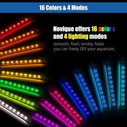 LED Aquarium Light with IP68 Waterproof and Memory Function Submersible Fish Tank Light with Remote and 16 Colors 19 Inches Brightness Adjustable Underwater Light Bar for Fish Tank Aquarium