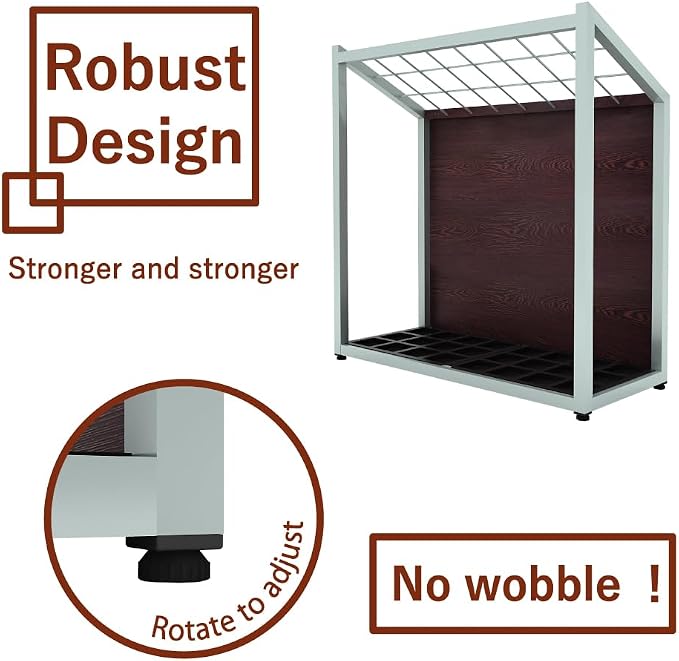 AKIRA Large Capacity Umbrella Stand for 24-Umbrellas Modern Brown Wood Grain & Black Metal Entryway Organizer Rack Holder for Office or Lobby, Model US-US-0625-BKDB