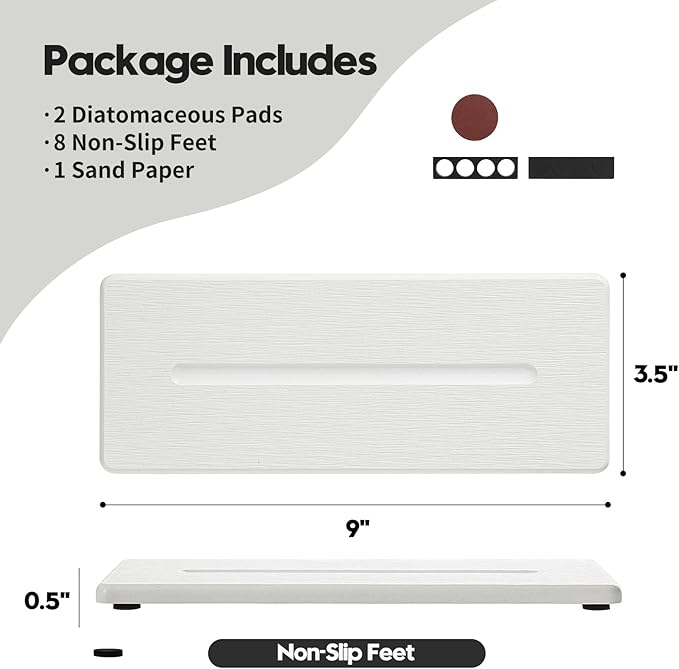2 Pack Diatomite Stone Sink Tray, Water Absorbing Mat