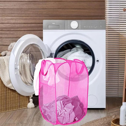 Pop Up Laundry Hamper, Portable Mesh Laundry Basket, Collapsible Clothes