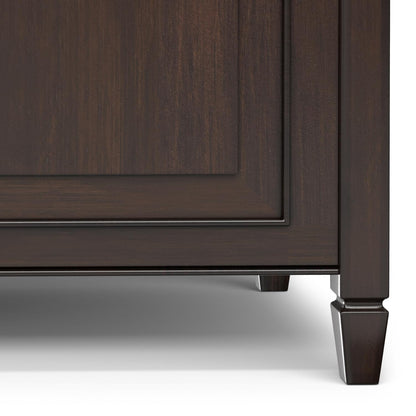 SIMPLIHOME Connaught Storage Bench - 36 inch Wide Solid Wood Small Trunk Bench in Chestnut Brown, Traditional Bench for Entryway with Lift-Up Lid and Dual Hidden Compartments