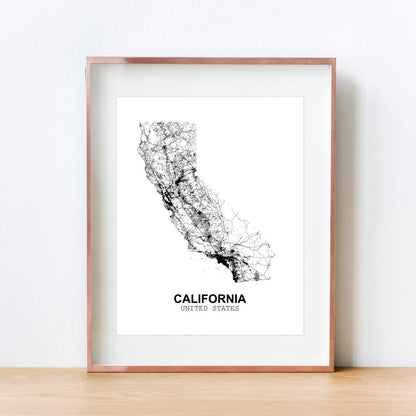 Eleville 11X14 Unframed California United States Country View Abstract Road Modern Map Art Print Poster Wall Office Home Decor Minimalist Line Art Hometown Housewarming wgn164