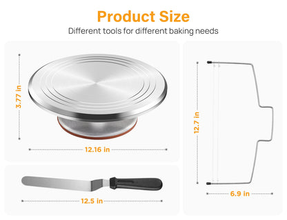 Kootek 22pcs Cake Decorating Supplies Kit, Baking Tools with 12" Aluminium Cake Turntable Rotating Cake Stand, Piping Bags and Tips Set, Icing Spatula, Cake Leveler, 3 Icing Scrapers for Mother's Day