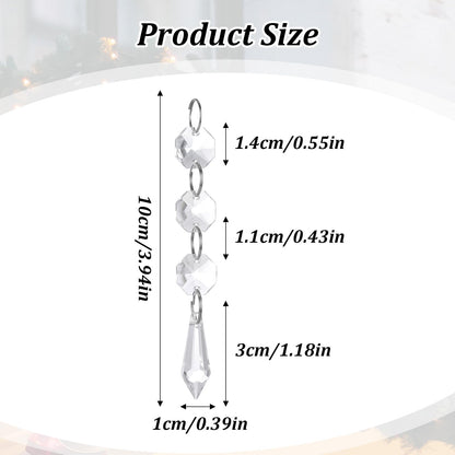 100 Pcs Acrylic Hanging Crystals for Centerpieces Icicle Chandelier Garland Beads Strands Ornaments Clear Teardrop Chandelier Crystals Pendant for Wedding Home Garden Outdoor Christmas Tree Decor