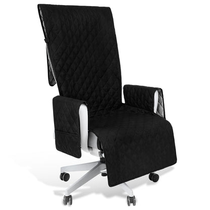Executive Office Chair Covers with Arms Computer Large Desk Chair Cover Protector Quilted Water Resistant Executive Boss Cover Washable with Non Slip Buckle Universal Office Chairs with Arm Covers