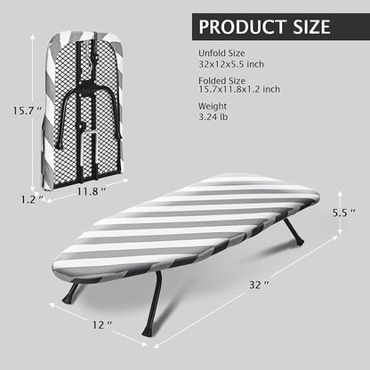 SheeChung Small Ironing Board 12"x32" Foldable Ironing Board