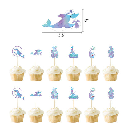 Dolphin Party Decorations Kit - Blue Ocean Theme Birthday Supplies with Balloons, Banner, Cupcake Toppers & Paper Fans for Kids and Adults