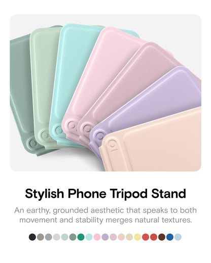 MOFT Phone Tripod Stand Selfie Stick for iPhone, Multi-Angles iPhone Stand, Lightweight & Portable Phone Holder, Strong Magnets, MOVAS Vegan Leather, Travel Essentials, Peony (Without Card Slot)