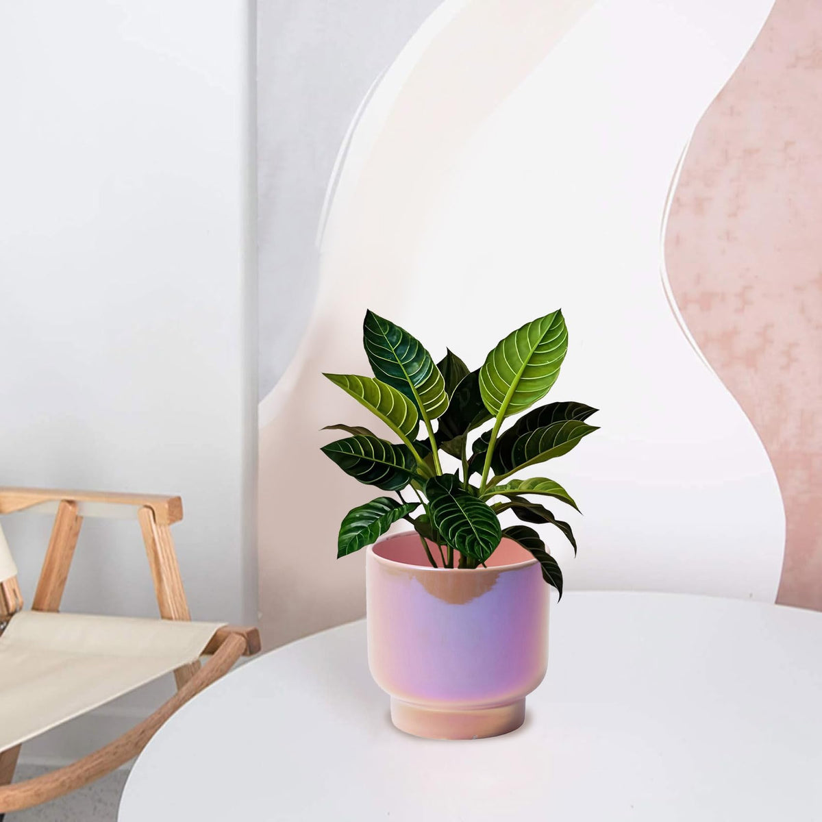 LB Pink Purple Ceramic Planters for Indoor Plants, Succulent Plant Pots Ceramic Plant Pot, Cute Flower Pots for Living Room Office Home Decor, Round Flower Pot of 4.3 Inch(Plant Not Included)