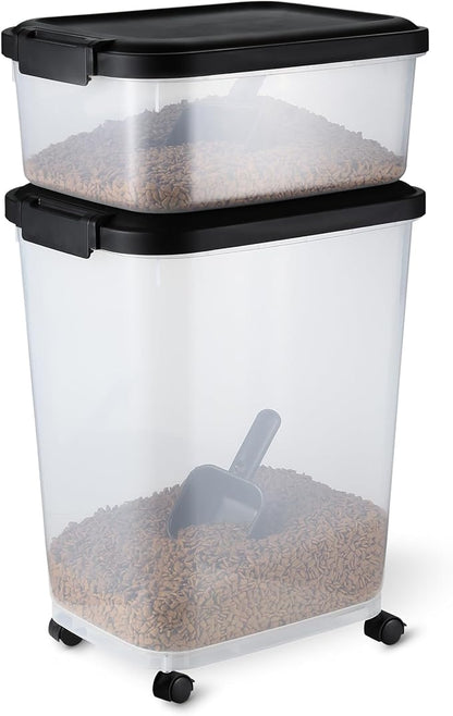 Amazon Basics Pet Food Storage Container Set, 30lbs and 10lbs