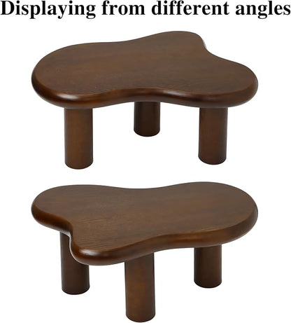 34"(L) Cloud Coffee Table, Modern Wood Coffee Table for Living Room, Accent Center Tables with 3 Legs, Small Tea Tables for Balcony, Patio, Bedroom, Walnut