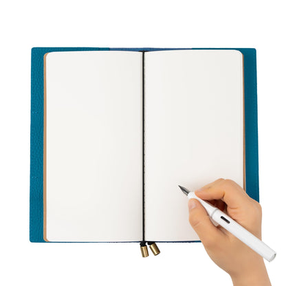 WANDERINGS Regular Size Travelers Notebook with Pockets - 4.5"x8.5" / 11.5cm x 22cm - Refillable Travelers Journal - A Beautifully Handcrafted Leather Journal in Artichoke, 100 GSM Blank Inserts