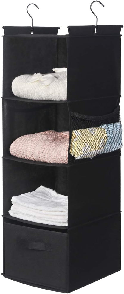 MAX Houser 4-Shelf Hanging Closet Organizer, Space Saver, Cloth Hanging Shelves