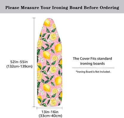 Lemon Ironing Board Cover, Elastic Edge, Heavy Duty Iron Pad Covers Standard