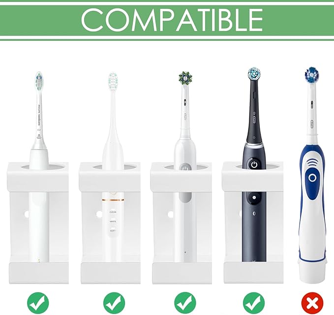 Wall Mounted Electric Toothbrush Holder, 4 Slots Stand