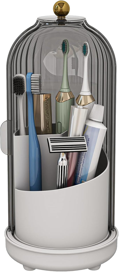 Toothbrush Holders with Cover, Drainage Rotating Electric Toothbrush Organizer