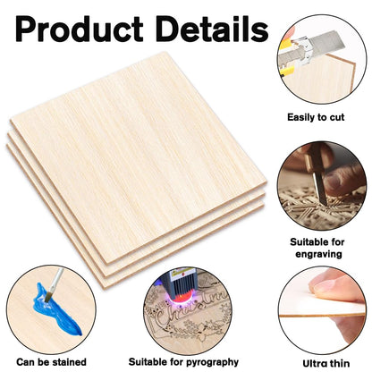 DIYDEC 12 Pack Basswood Sheets 12 x 12 x 1/16 Inch Thin Wooden Sheet Unfinished Wooden Squares Boards Balsa Plywood Wood Sheets for Crafts Architectural Models Laser Cutting Wood Burning and Drawing
