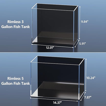 5 Gallon Fish Tank Aquarium Kit with Heater, HOB Filter, LED Light with Timer, Lid, Siphon Vacuum Cleaner, Self Cleaning Glass Rimless Betta Tank