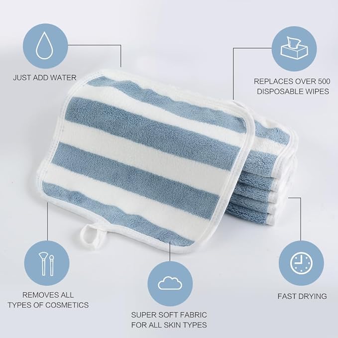 SINLAND Microfiber Facial Cloths Fast Drying Washcloth 8inch x 8inch Absorbent
