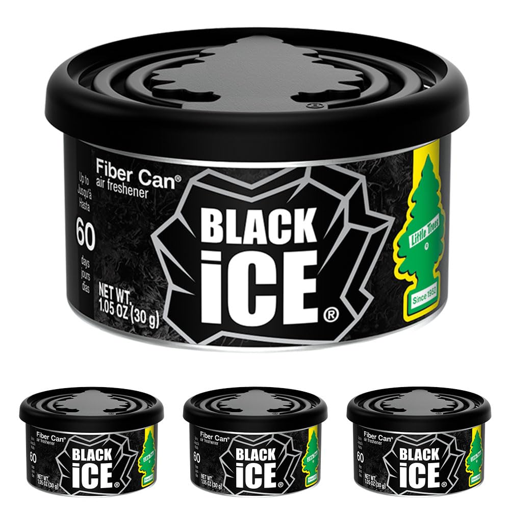LITTLE TREES Car Air Freshener. Fiber Can Provides a Long-Lasting Scent for Auto or Home. Recycled Fiber. Black Ice, 4 Air Fresheners