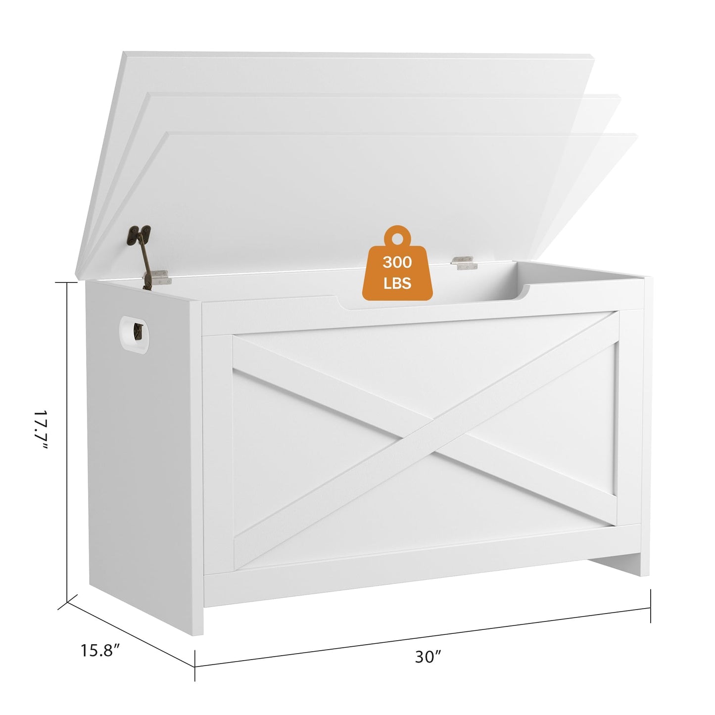 IDEALHOUSE 30" Storage Chest, Toy Chest for Kids, Wooden Large Toy Box, Storage Bench with Safety Hinge, Farmhouse Storage Trunk for Entryway, Living Room, Bedroom, Playroom, Matte White