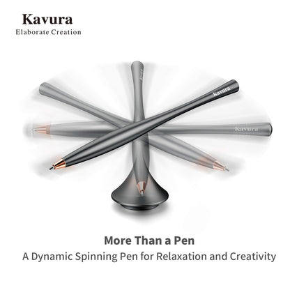 Kavura Metal Gravity Spinner Pen – Crafted with Japanese Precision, Anodized for a Sleek Metallic Finish – Relieves Stress & Sparks Creativity – Elegant Gift for Professionals and Graduates (Black)