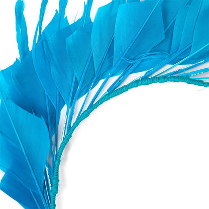 WENCELYL Trimmed Goose Feather Wire Flower Single Pack Feather Flower Arrow Shaped Tips Natural Goose Swan Feathers for Wedding Decor Millinery Fascinator (Turquoise)