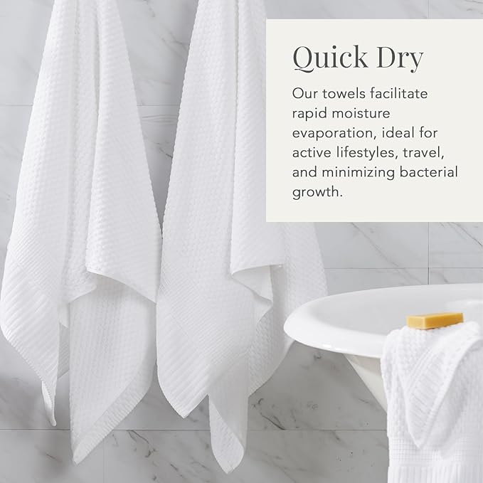 NY Loft 100% Cotton Bath Towel Set of 4 | White Towels | Oeko-TEX® Standard 100