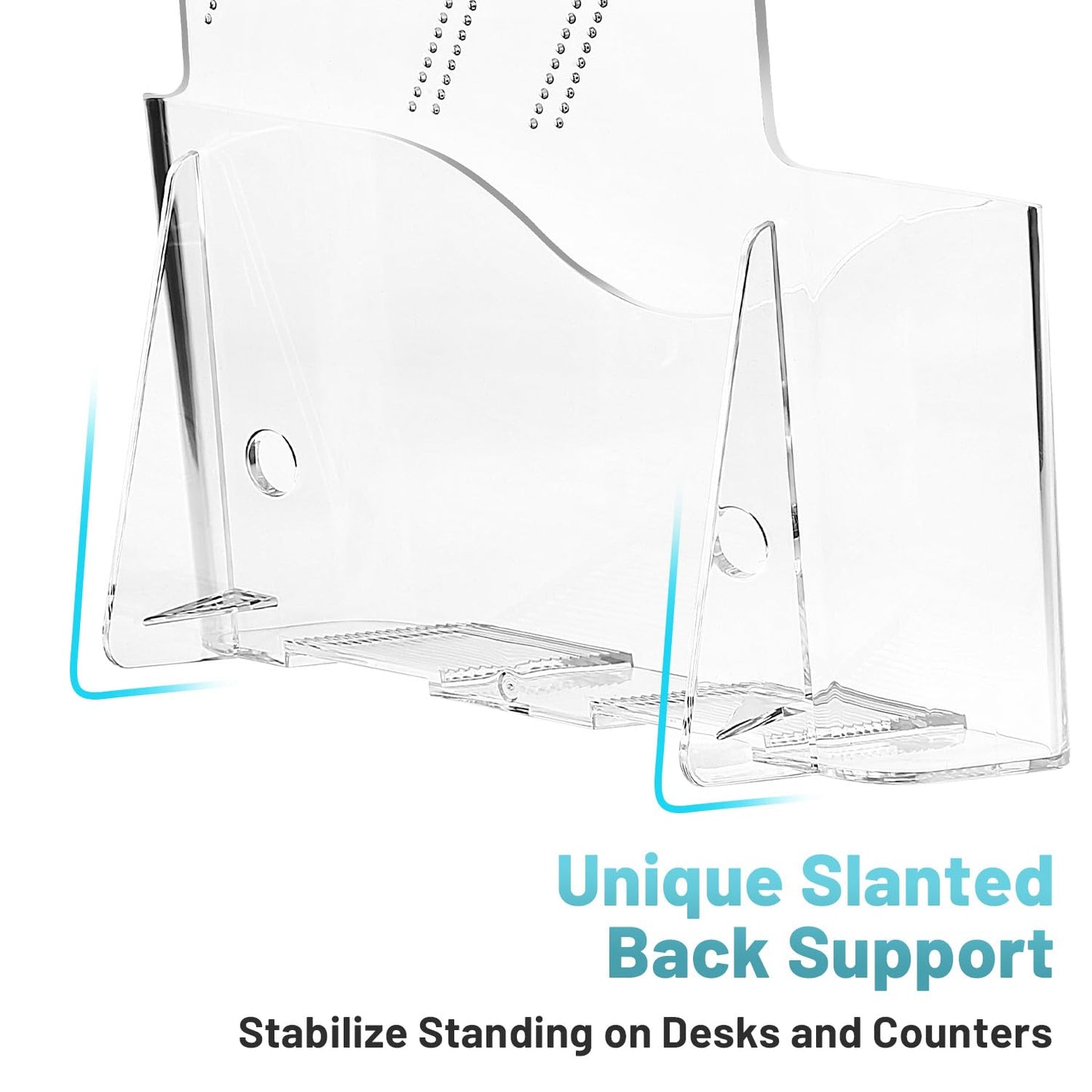 Viymgit Acrylic Brochure Holder 6 x 8 Inches, 2-Pack Clear Plastic Display Stand for Half-Fold Flyers, Pamphlets, Menus, Trifold Literature, Wall Mount or Countertop Use