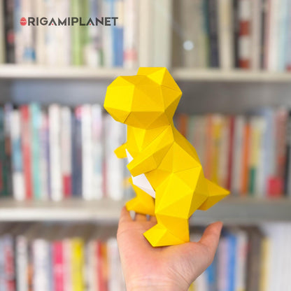 ORIGAMIPLANET 3D Dinosaur Origami Paper Craft Kit, T-Rex Cute DIY Pre-Cut 3D Papercraft for Teens & Adults, Creative Handmade Animal Figurine Paper Sculpture STEM Puzzle Origami Gift Set
