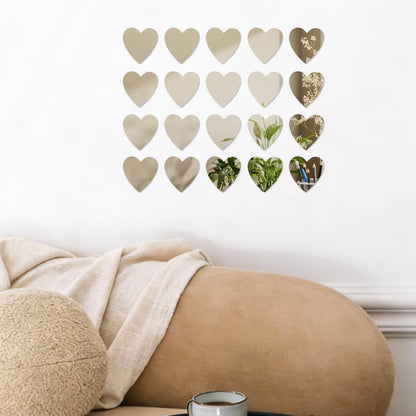 Healifty 20pcs Heart Shaped Mini Mirrors Glass Mosaic Tile Pieces for Home Decoration DIY Craft Projects Compact Mirror Making 2.12x1.96 in