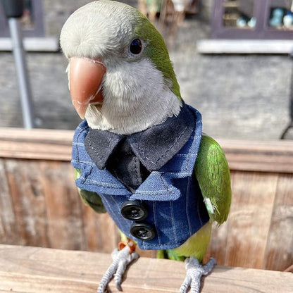 Bird Clothes Birds Flight Suit,Tuxedo Business Suit for Parrots African Greys Parakeet Cockatiel Sun Conure Christmas Party Birthday Cosplay Photo Prop Small Animals Apparel (2M,Denim Suit)