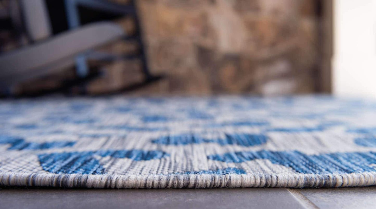 Unique Loom Outdoor Safari Collection Area Rug - Leopard (5' 1" x 8' Rectangle, Blue/ Gray)