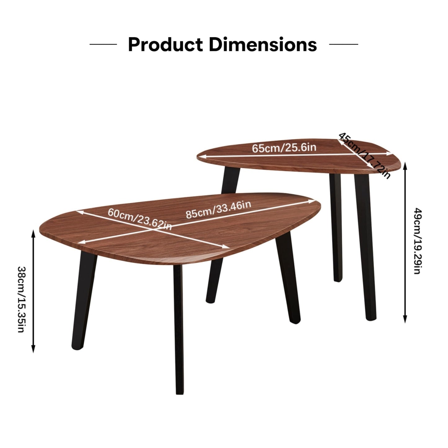 DURISEN Nesting Coffee Table Set of 2-Mid Century Modern Coffee Table