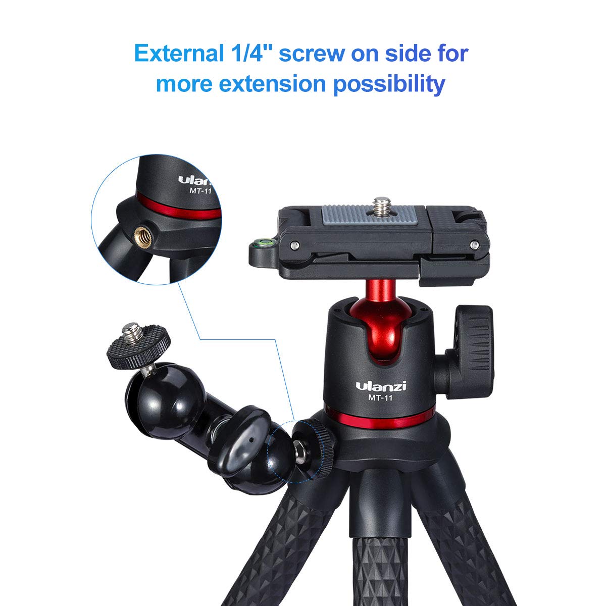 ULANZI Camera Tripod, Mini Flexible Stand w Hidden Phone Holder w Cold Shoe Mount, 1/4'' Screw f Magic Arm, Universal f iPhone 17 16 15 14 Pro Max XS Max Canon Nikon Sony DJ Pocket 4/3 Cameras