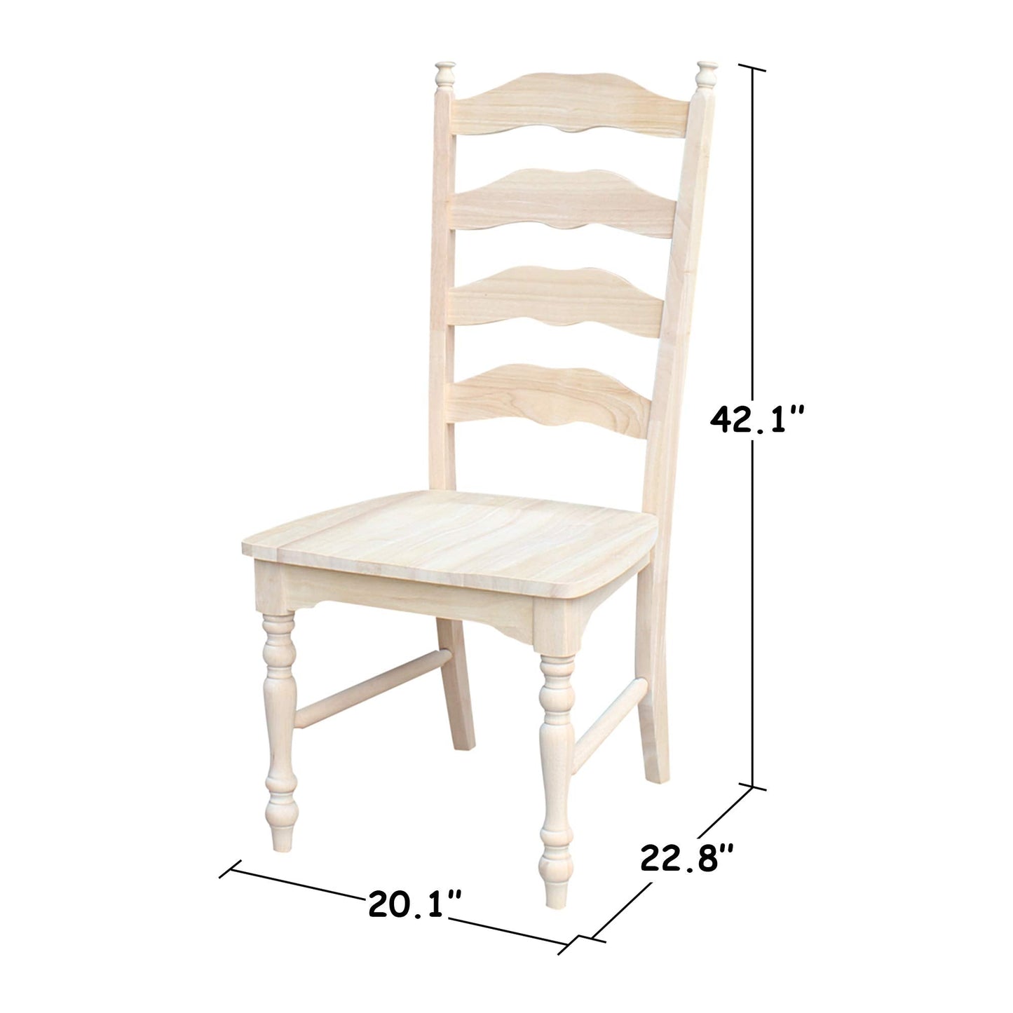International Concepts Maine Ladderback Chairs, Solid Parawood, Unfinished (Set of 2)