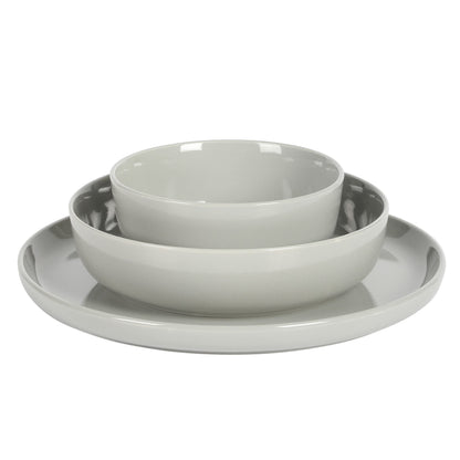 Gibson Home Summer Shades 16 Piece Plates and Bowls Dishes Service for 4 Porcelain Dinnerware Set - White