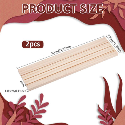 PH PandaHall 2PCS Wooden Earring Display Stand 3 Slot Business Card Holder Jewelry Show Tray Rectangle Ring Organizer Holder for Tabletop Shows Ring Craft Showing Jewelry Display, 11.8x3x0.4inch