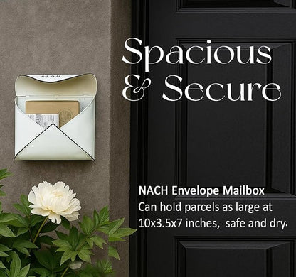 NACH Wall Mount Mailboxes, 11.5 x 9 x 4.5 inch White Wall Mailboxes for Outside, Waterproof Mailboxes for Outside - Envelope Mailbox Kit White